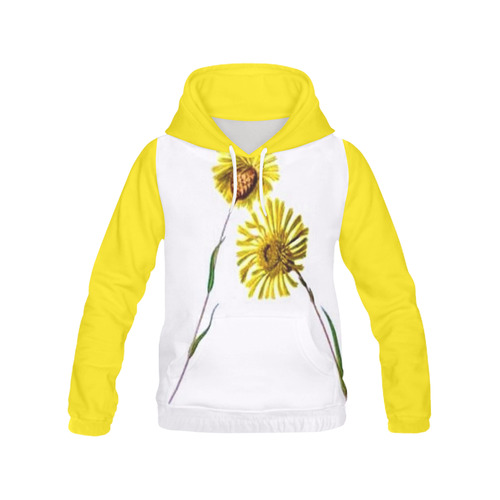 Yellow Vintage Wildflowers All Over Print Hoodie for Women (USA Size) (Model H13)