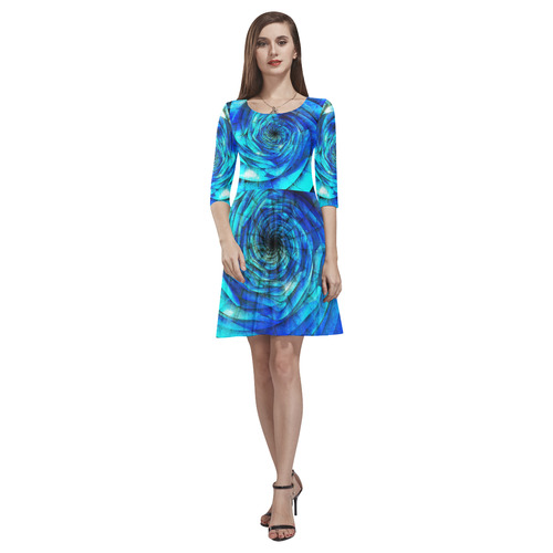 Galaxy Wormhole Spiral 3D - Jera Nour Tethys Half-Sleeve Skater Dress(Model D20)