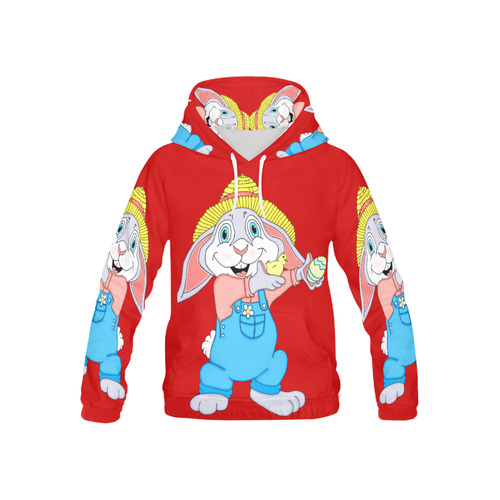 Easter Bunny Boy Red All Over Print Hoodie for Kid (USA Size) (Model H13)