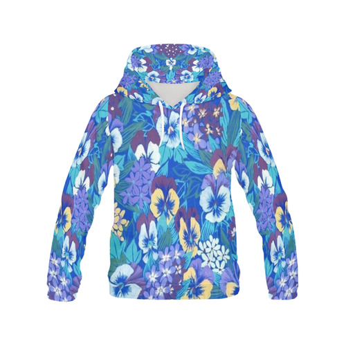 Vintage Floral Pansy All Over Print Hoodie for Women (USA Size) (Model H13)
