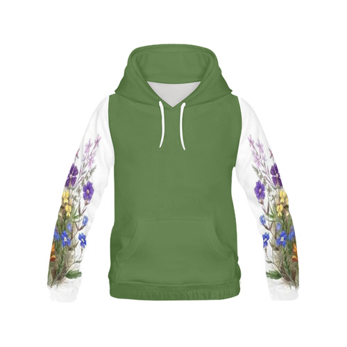 Vintage Wildflowers All Over Print Hoodie for Women (USA Size) (Model H13)