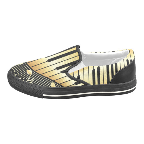 music-notes-with-piano Men's Slip-on Canvas Shoes (Model 019)
