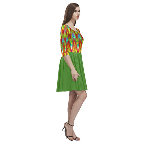 2D Wave #1A - Jera Nour Tethys Half-Sleeve Skater Dress(Model D20)