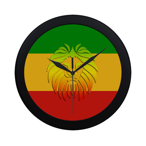 Rastafari Lion Flag green yellow red Circular Plastic Wall clock