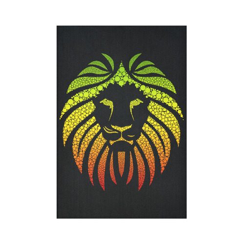 Rastafari Lion Dots green yellow red Cotton Linen Wall Tapestry 60"x 90"