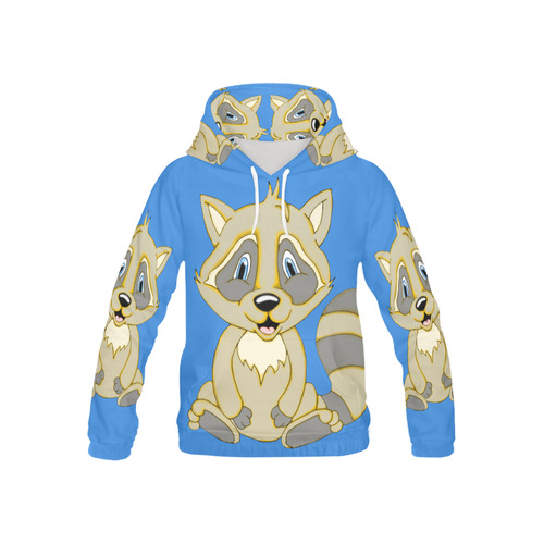 Rocky Raccoon Blue All Over Print Hoodie for Kid (USA Size) (Model H13)