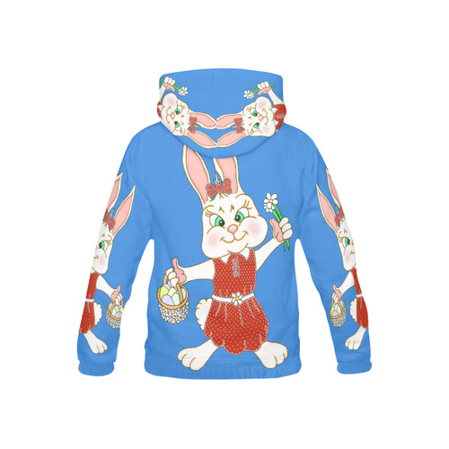 Easter Bunny Girl Blue All Over Print Hoodie for Kid (USA Size) (Model H13)