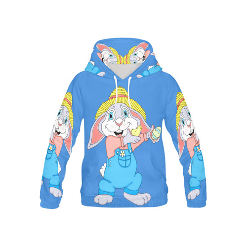 Easter Bunny Boy Blue All Over Print Hoodie for Kid (USA Size) (Model H13)