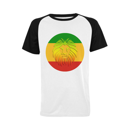 Rastafari Lion Flag green yellow red Men's Raglan T-shirt (USA Size) (Model T11)