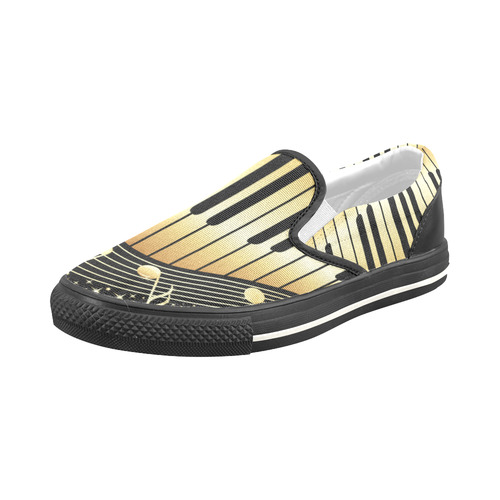 music-notes-with-piano Men's Slip-on Canvas Shoes (Model 019)