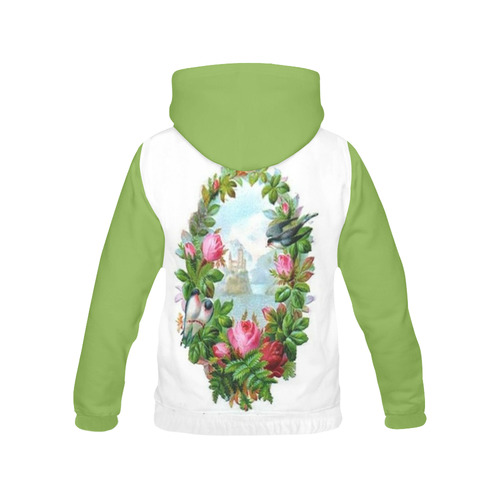 Vintage Floral Wreath All Over Print Hoodie for Women (USA Size) (Model H13)