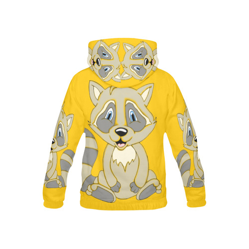 Rocky Raccoon Yellow All Over Print Hoodie for Kid (USA Size) (Model H13)