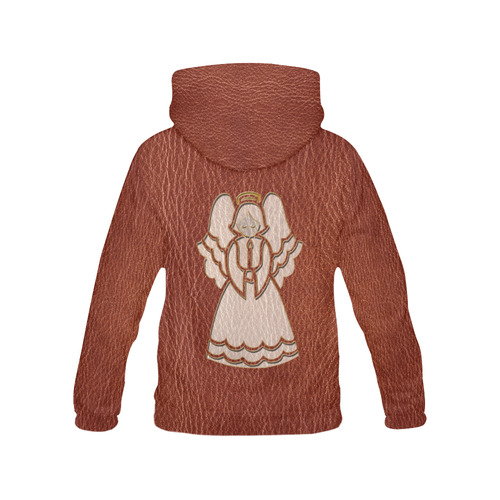 Leather-Look Christmas Angel All Over Print Hoodie for Women (USA Size) (Model H13)