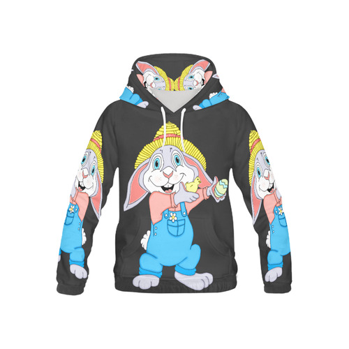 Easter Bunny Boy Black All Over Print Hoodie for Kid (USA Size) (Model H13)