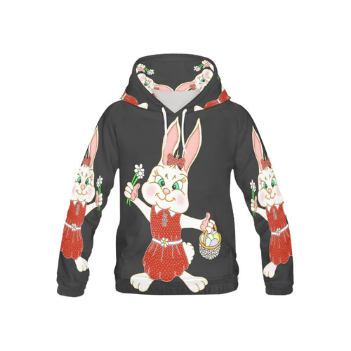Easter Bunny Girl Black All Over Print Hoodie for Kid (USA Size) (Model H13)