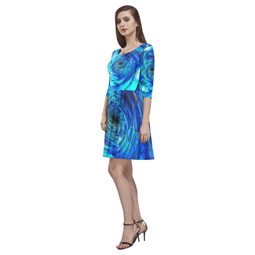 Galaxy Wormhole Spiral 3D - Jera Nour Tethys Half-Sleeve Skater Dress(Model D20)