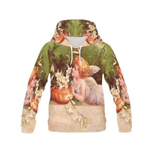 Vintage Garden Fairy All Over Print Hoodie for Women (USA Size) (Model H13)