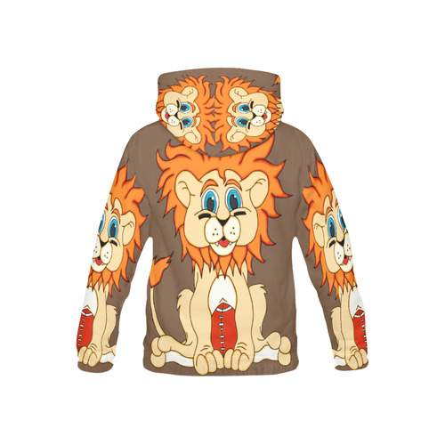 Football Lion Brown All Over Print Hoodie for Kid (USA Size) (Model H13)