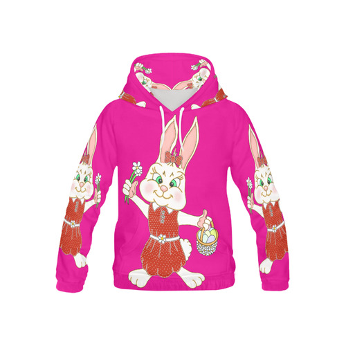 Easter Bunny Girl Pink All Over Print Hoodie for Kid (USA Size) (Model H13)