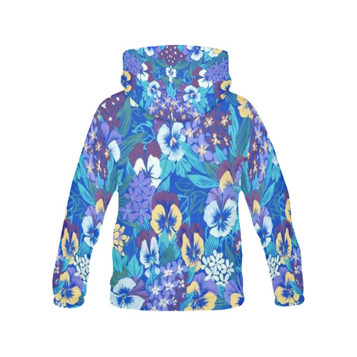 Vintage Floral Pansy All Over Print Hoodie for Women (USA Size) (Model H13)