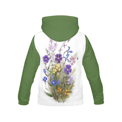 Vintage Wildflowers All Over Print Hoodie for Women (USA Size) (Model H13)