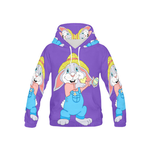 Easter Bunny Boy Purple All Over Print Hoodie for Kid (USA Size) (Model H13)