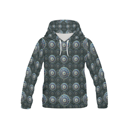 Blue mosaic flower All Over Print Hoodie for Kid (USA Size) (Model H13)