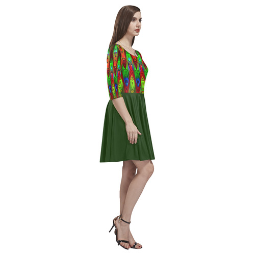 2D Wave #1B - Jera Nour Tethys Half-Sleeve Skater Dress(Model D20)