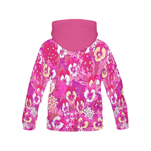 Vintage Floral Pink Pansy All Over Print Hoodie for Women (USA Size) (Model H13)