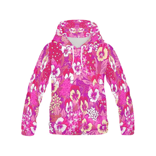 Vintage Floral Pink Pansy All Over Print Hoodie for Women (USA Size) (Model H13)