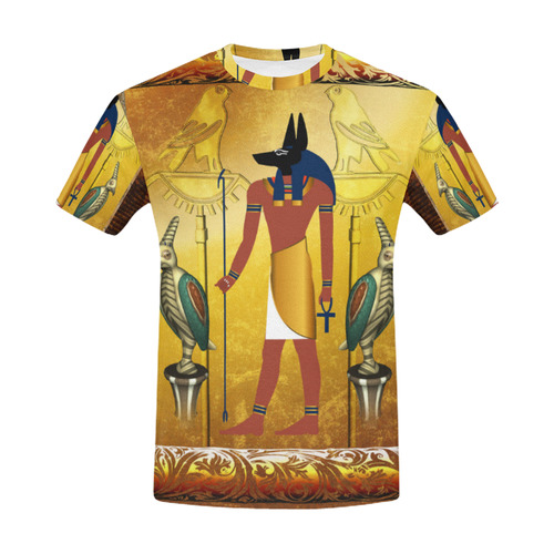 Anubis with egyptian sign All Over Print T-Shirt for Men (USA Size) (Model T40)
