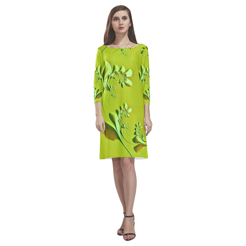 amazing floral fractal C by JamColors Rhea Loose Round Neck Dress(Model D22)