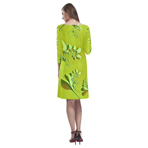 amazing floral fractal C by JamColors Rhea Loose Round Neck Dress(Model D22)