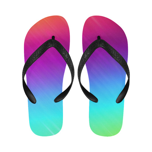 Neon Rainbow Rays Of Light Flip Flops for Men/Women (Model 040)
