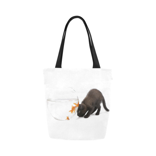 CAT AND FISH Canvas Tote Bag (Model 1657)