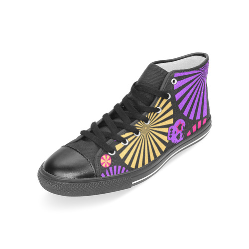Skull Pattern Women's Classic High Top Canvas Shoes (Model 017)