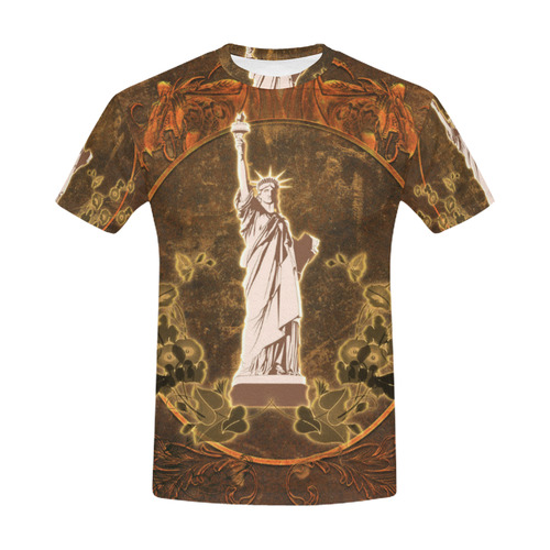 Statue of liberty with flowers All Over Print T-Shirt for Men (USA Size) (Model T40)