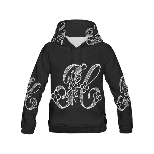 H Monogram All Over Print Hoodie for Women (USA Size) (Model H13)