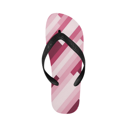 Shades Of Pink Diagonal Stripes Flip Flops for Men/Women (Model 040)