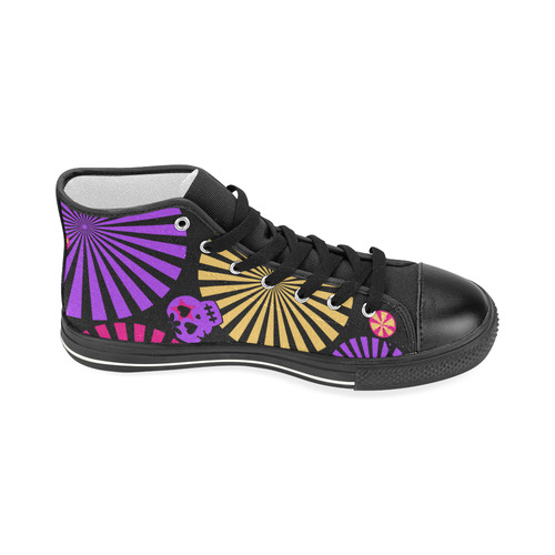 Skull Pattern Women's Classic High Top Canvas Shoes (Model 017)
