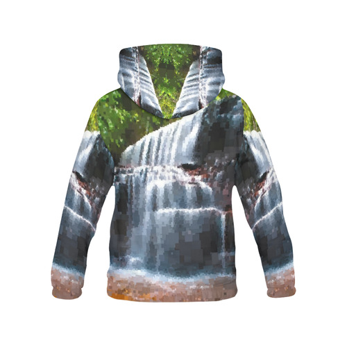 Pixel Waterfall All Over Print Hoodie for Women (USA Size) (Model H13)