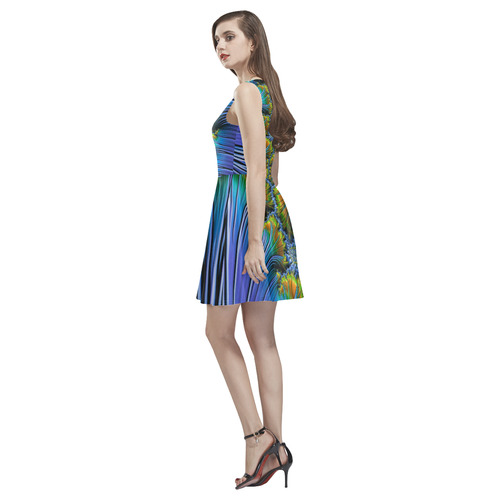 amazing Fractal 42 D by JamColors Thea Sleeveless Skater Dress(Model D19)