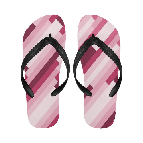 Shades Of Pink Diagonal Stripes Flip Flops for Men/Women (Model 040)