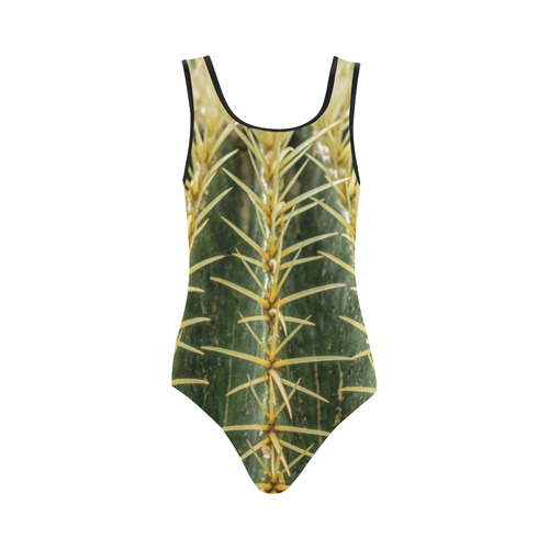 Photography Art - Cactus green yellow Vest One Piece Swimsuit (Model S04)