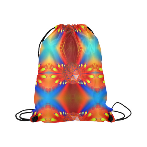 Hot Summer Night Sunset at the Beach Fractal Large Drawstring Bag Model 1604 (Twin Sides)  16.5"(W) * 19.3"(H)