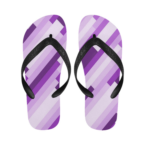 Shades Of Purple Diagonal Stripes Flip Flops for Men/Women (Model 040)
