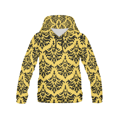 Primrose Yellow Damask All Over Print Hoodie for Women (USA Size) (Model H13)