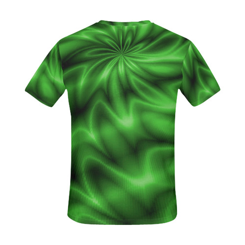 Green Shiny Swirl All Over Print T-Shirt for Men (USA Size) (Model T40)