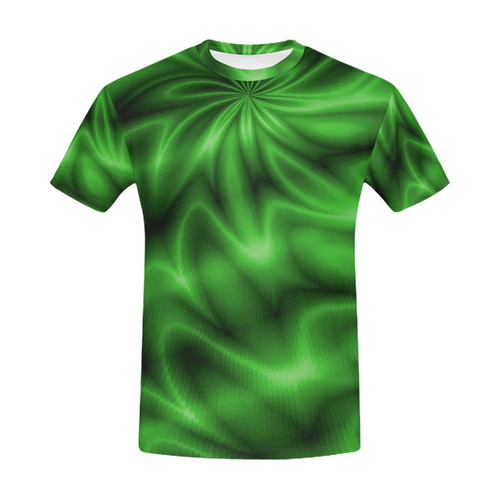 Green Shiny Swirl All Over Print T-Shirt for Men (USA Size) (Model T40)