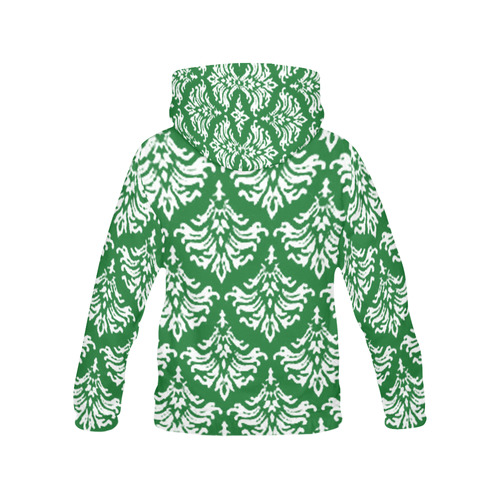 Green Damask All Over Print Hoodie for Women (USA Size) (Model H13)